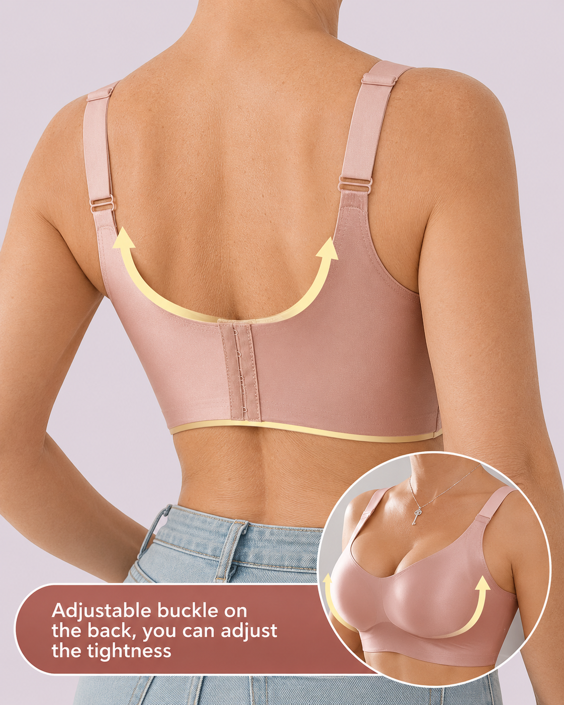 Wireless Lift Satin Wide-Strap Support Bra