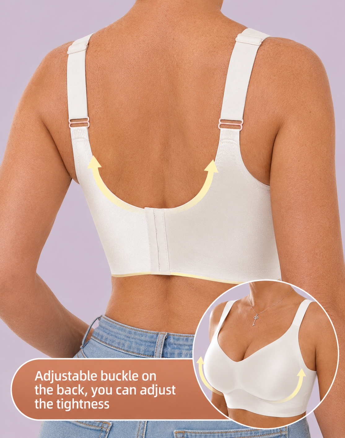 Wireless Lift Satin Wide-Strap Support Bra
