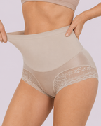 Tummy Control High-Waist Lace Panel Shaping Briefs