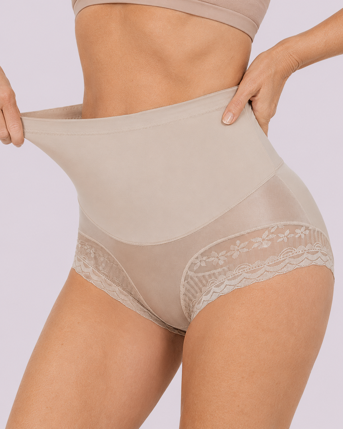 Tummy Control High-Waist Lace Panel Shaping Briefs