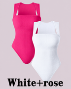 Flattering Slim-Fit & Ribbed Knit Square-Neck Bodysuit