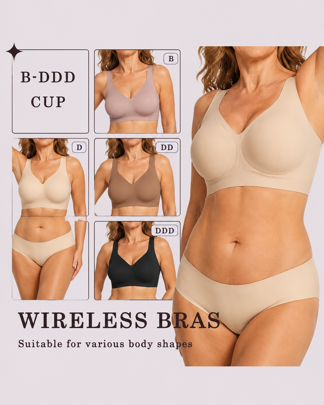 Wireless Lift Wide-Strap Seamless Jelly Support Bra