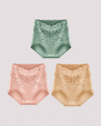 High Waist Tummy Control Lace Cotton Briefs