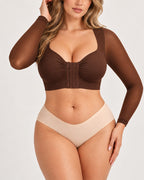 Back Smoothing Front-Closure Long-Sleeve Top