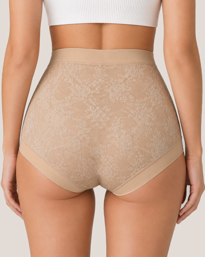 Tummy-Smoothing High-Waist Breathable Lace Briefs