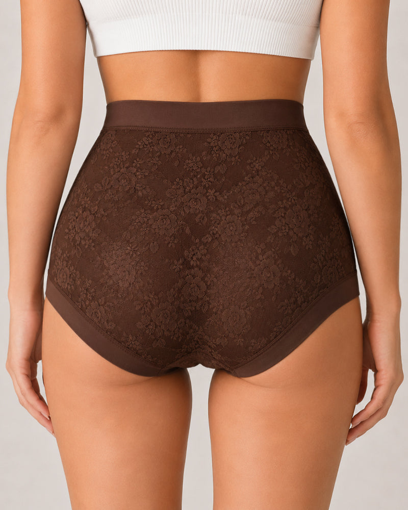 Tummy-Smoothing High-Waist Breathable Lace Briefs