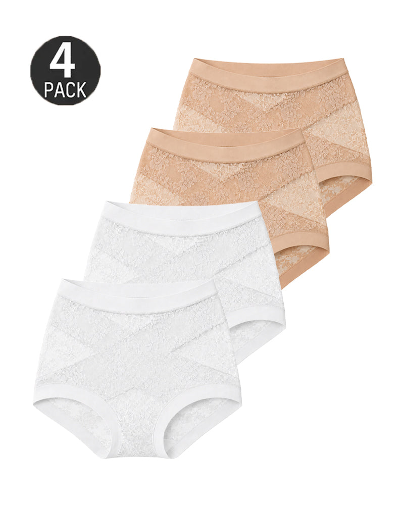 Tummy-Smoothing High-Waist Breathable Lace Briefs