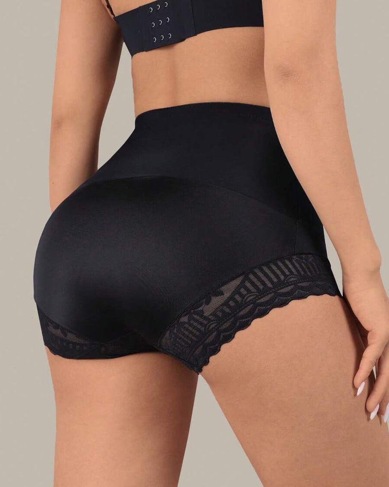 Tummy-Sculpting Cross-Compression High-Waist Lace Shaper Shorts