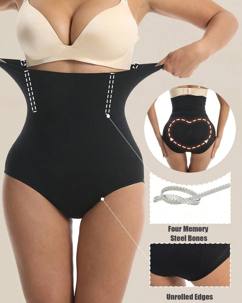Waist-Slimming High-Rise Ribbed Butt-Lift Shaping Panties