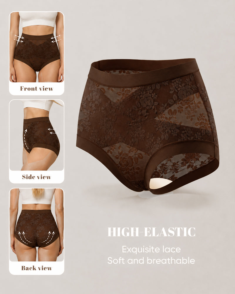 Tummy-Smoothing High-Waist Breathable Lace Briefs