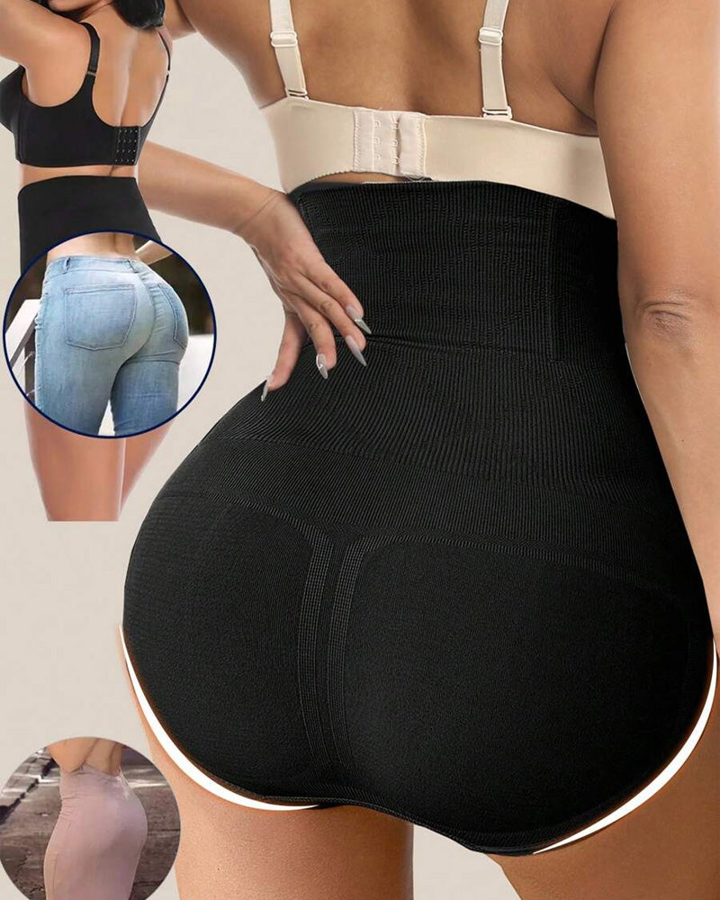 Waist-Slimming High-Rise Ribbed Butt-Lift Shaping Panties