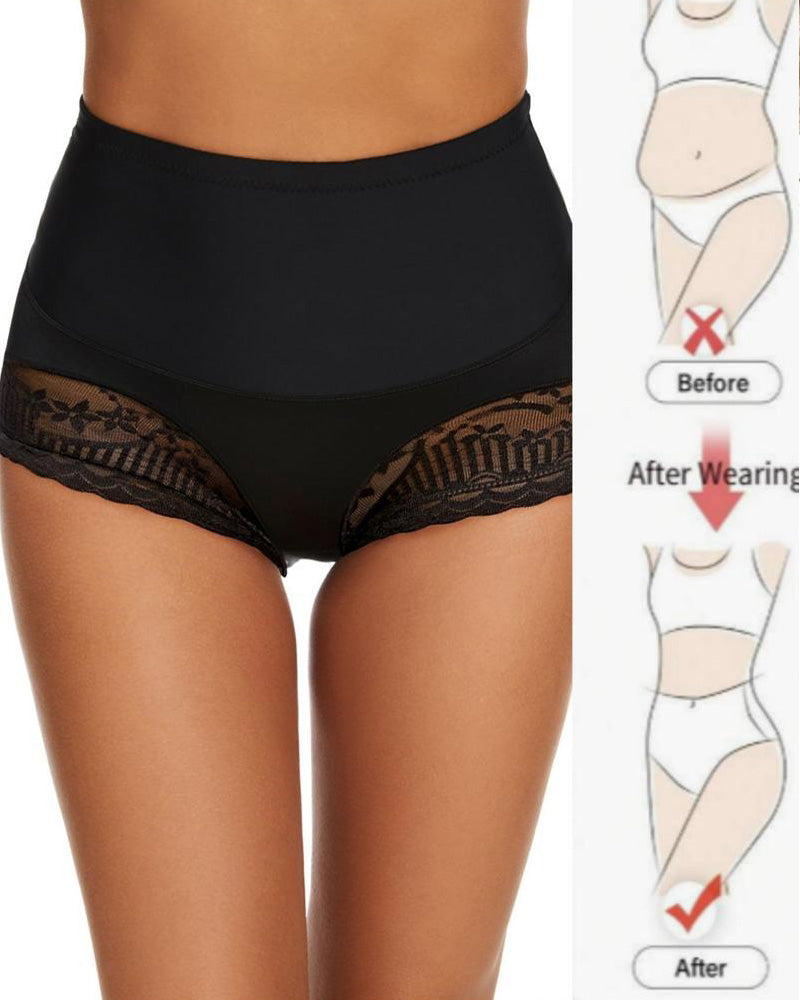 Tummy Control High-Waist Lace Panel Shaping Briefs