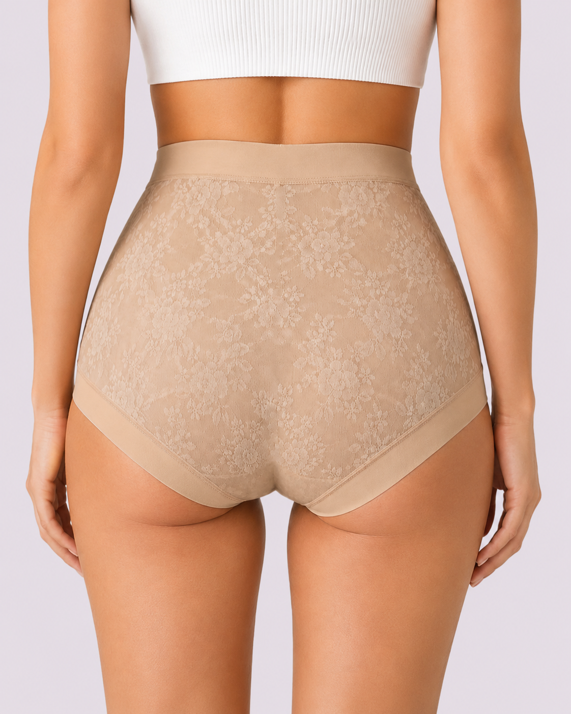 Tummy-Smoothing High-Waist Breathable Lace Briefs