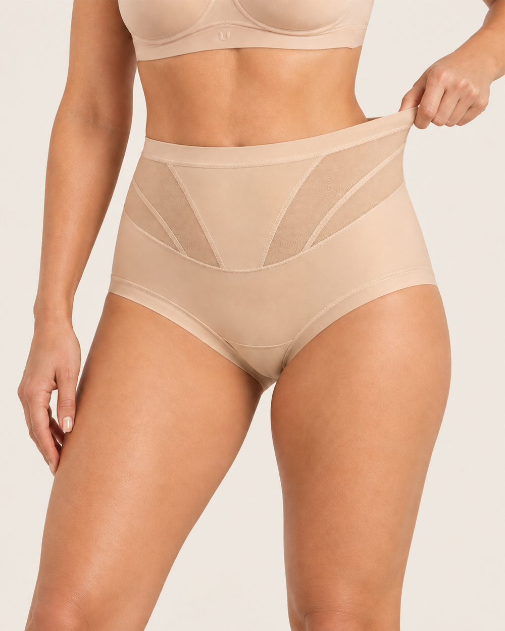 High-Waisted Tummy Control Mesh Shaping Panties