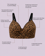 Wireless Push Up Seamless Leopard Print Bra