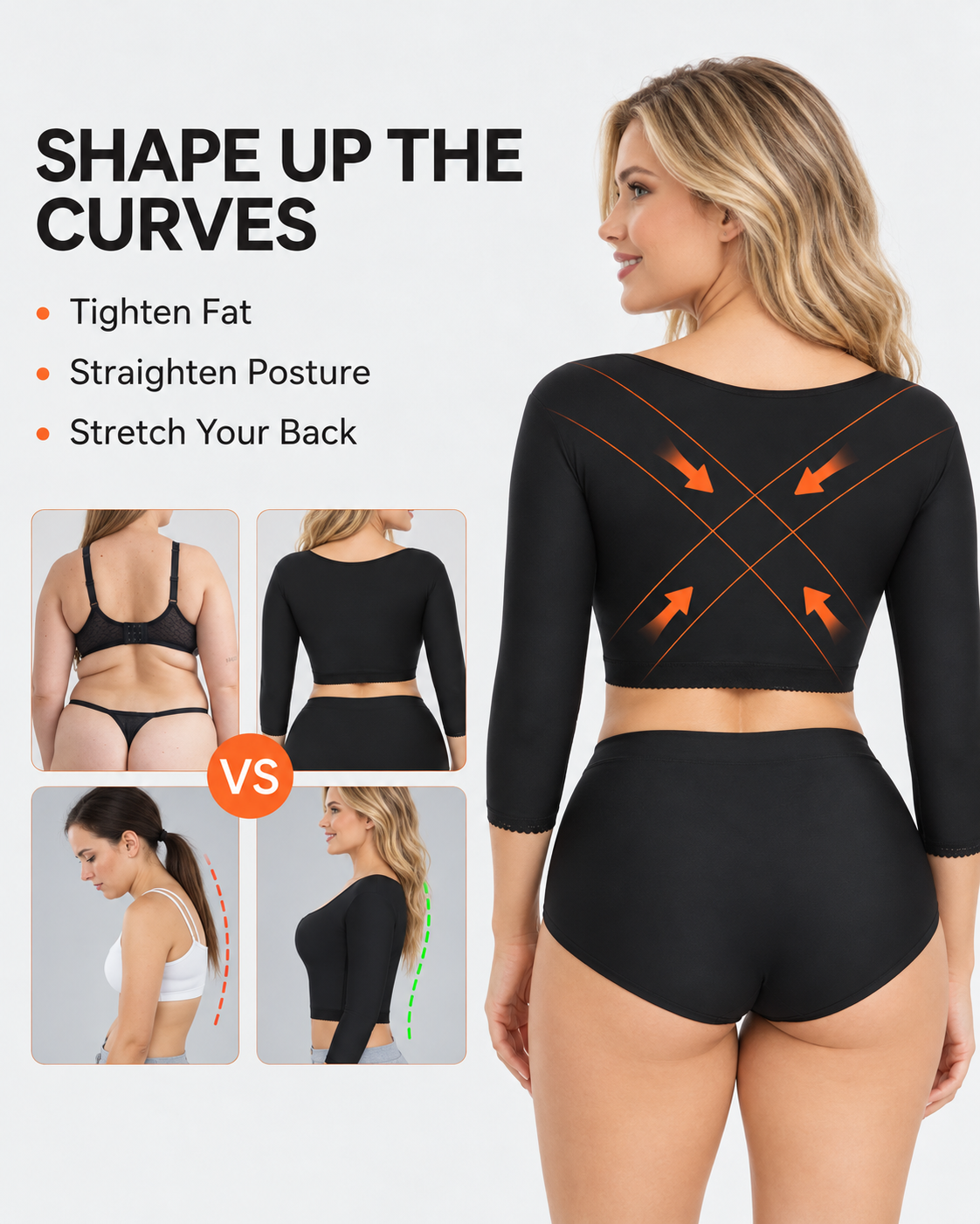 Arm Shaper Compression Sleeves with Front Closure
