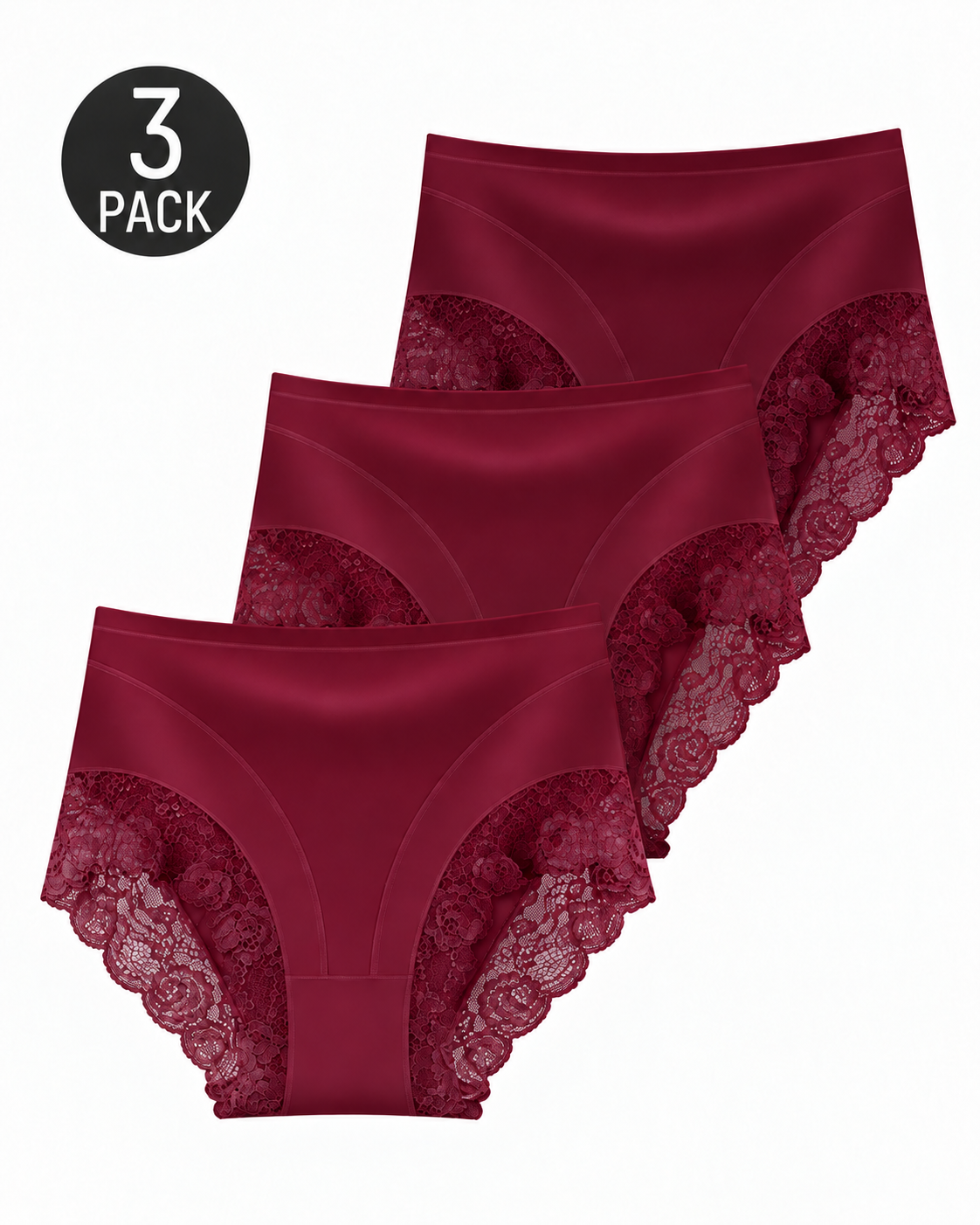 Floral Lace Trim Full Coverage Panties