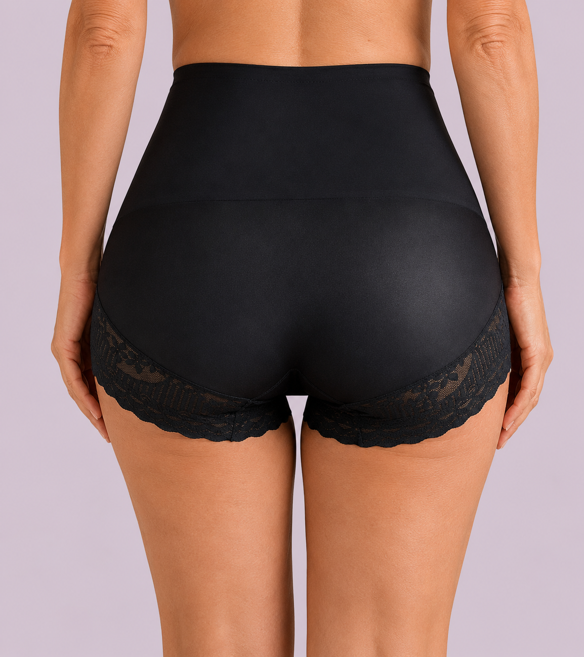 Tummy-Sculpting Cross-Compression High-Waist Lace Shaper Shorts
