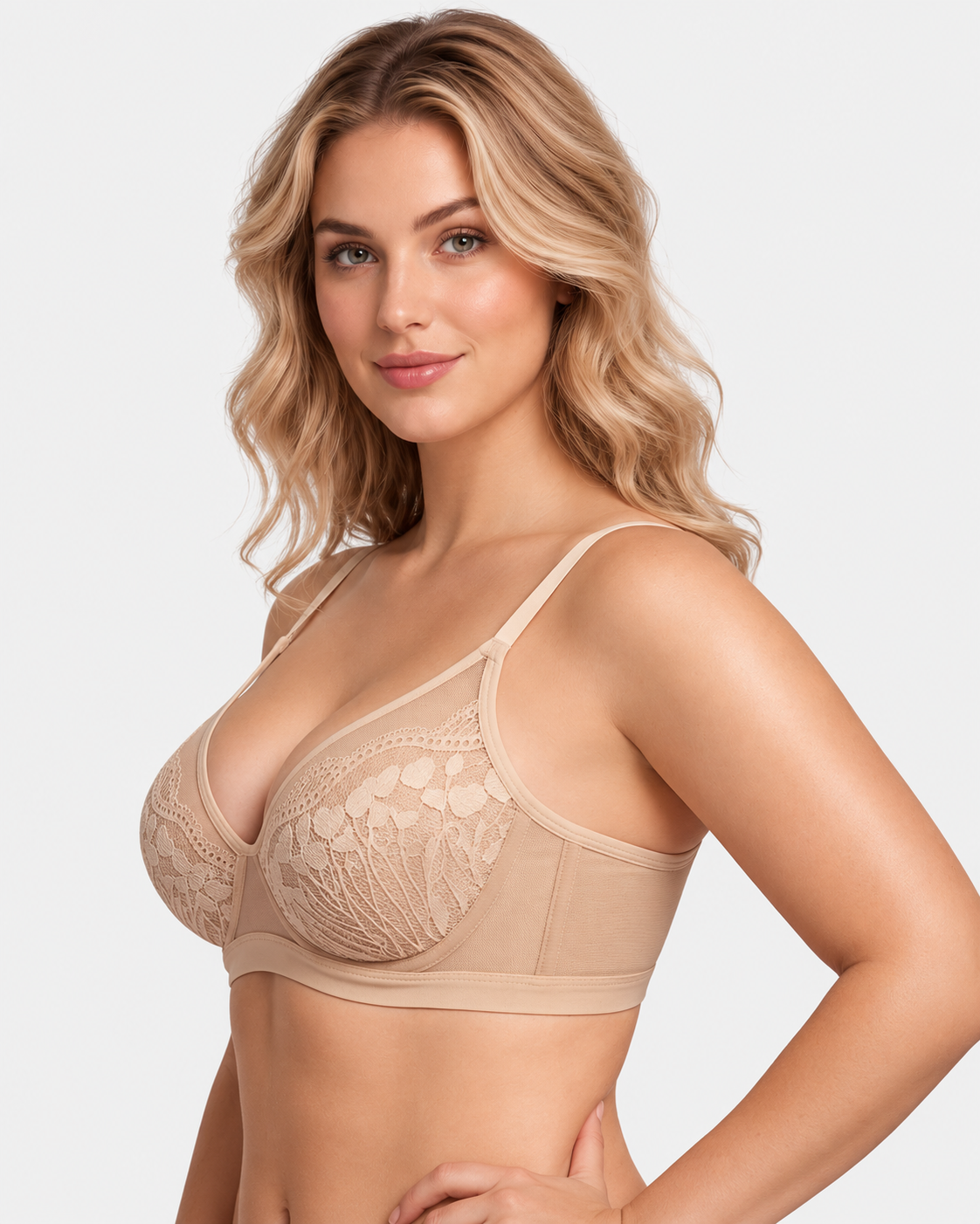 Floral Lace Plunge V-Neck Support Bra