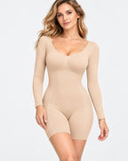 Long-Sleeve Short Bodysuit Drop-Seat Opening