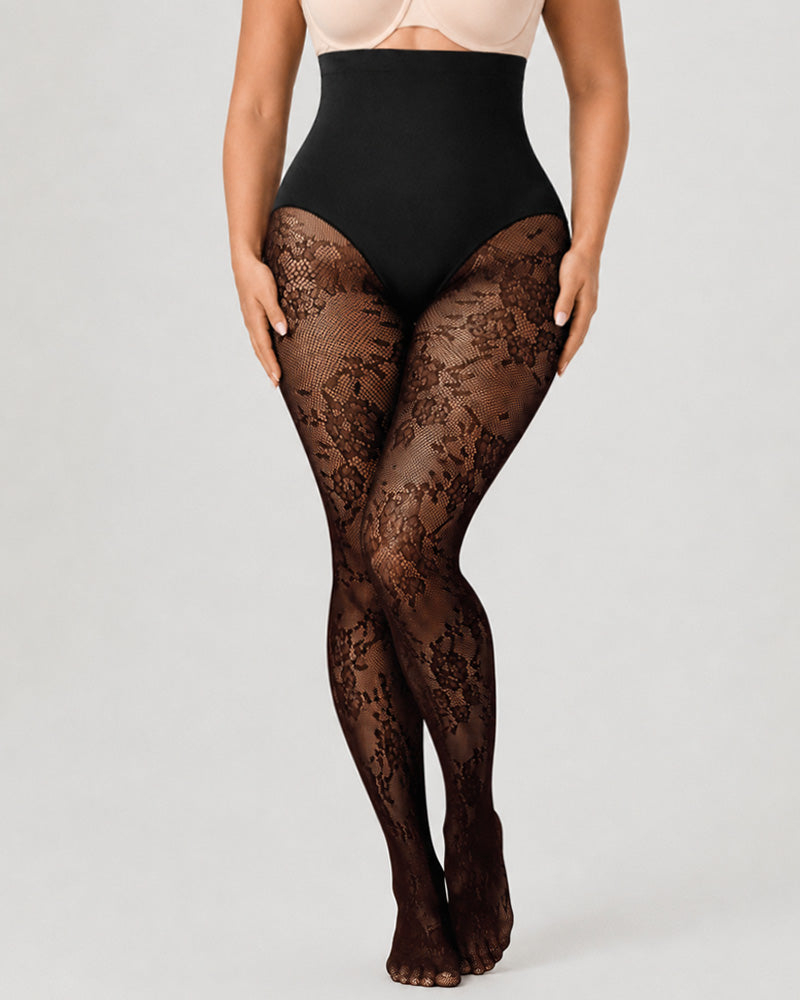 High Waist Control Tummy Lace Shaping Pantyhose Main image