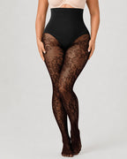 High Waist Control Tummy Lace Shaping Pantyhose