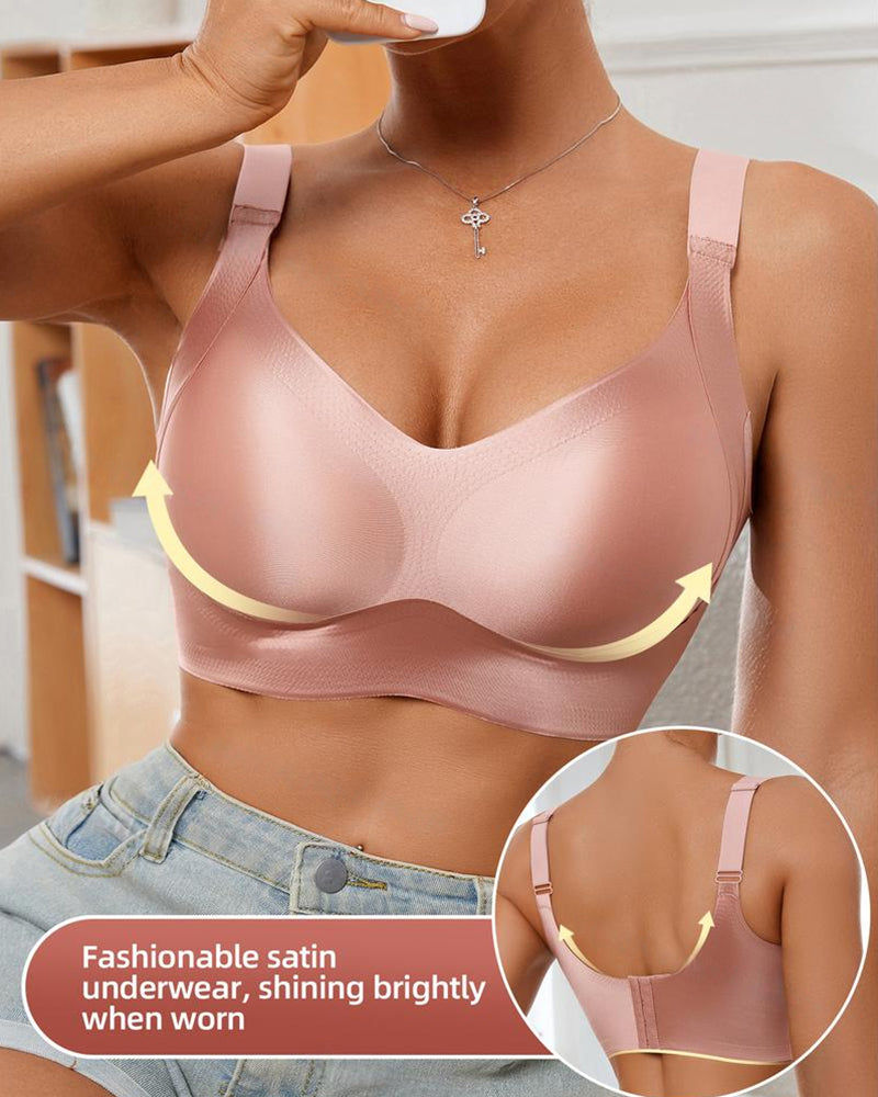 Wireless Lift Satin Wide-Strap Support Bra