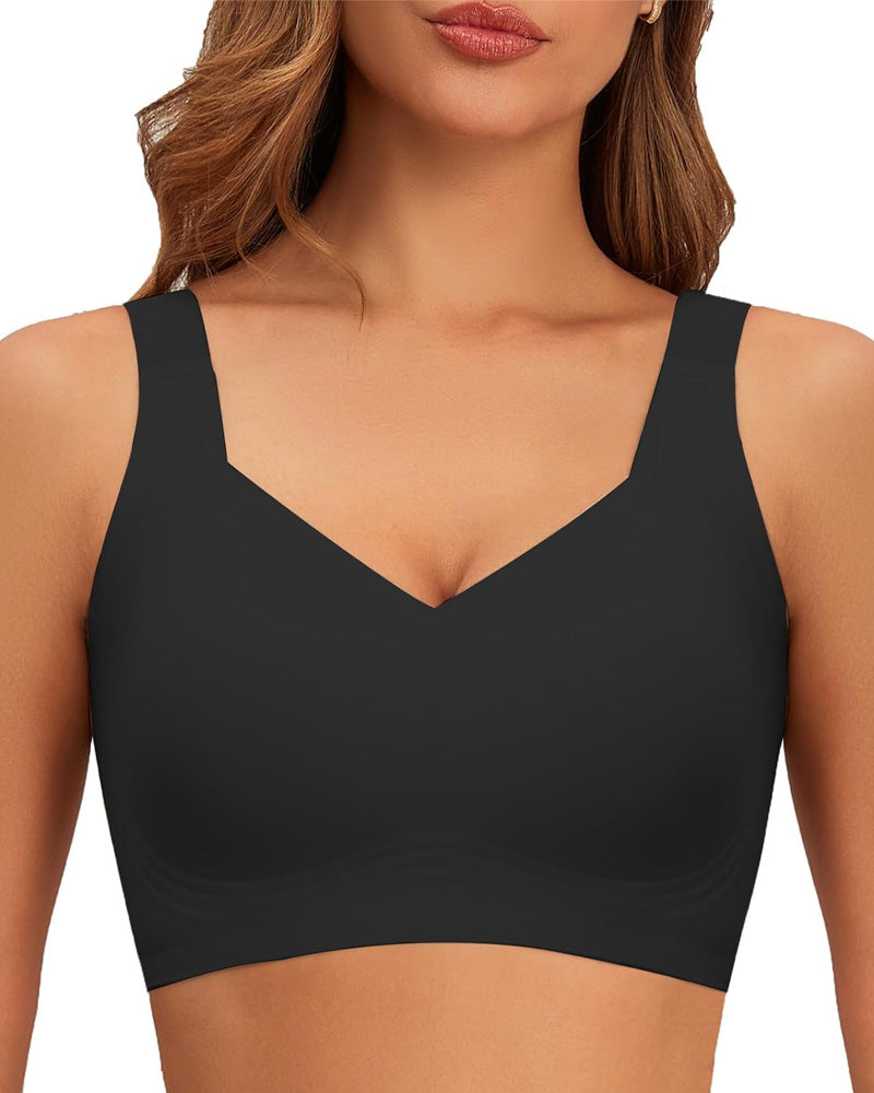 Wireless Lift Wide-Strap Seamless Jelly Support Bra