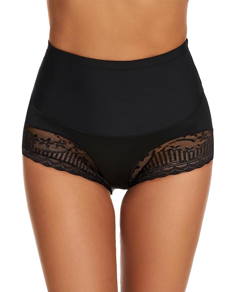 Tummy Control High-Waist Lace Panel Shaping Briefs