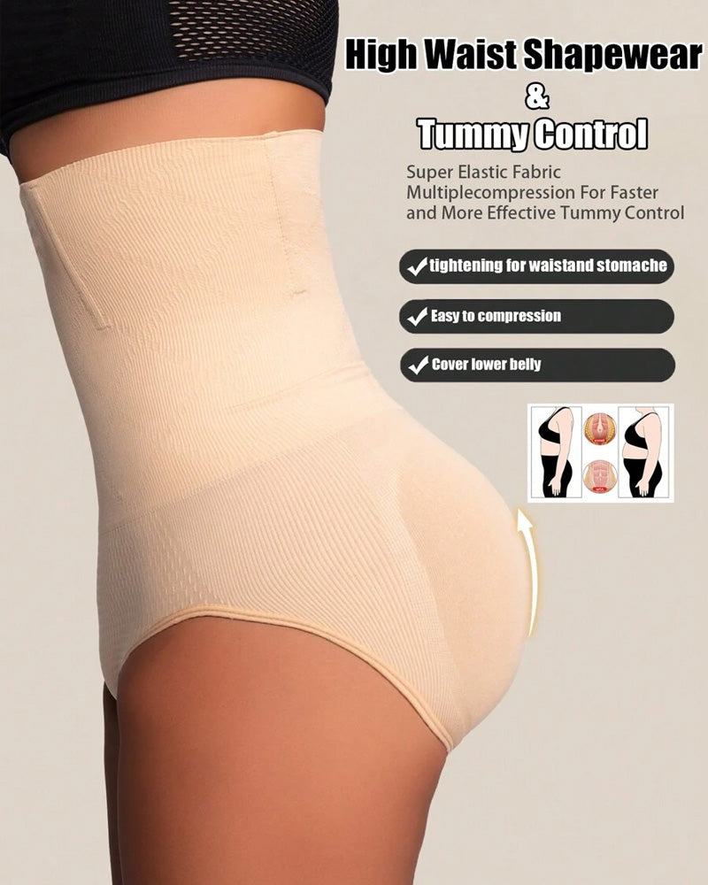 Waist-Slimming High-Rise Ribbed Butt-Lift Shaping Panties