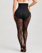 High Waist Control Tummy Lace Shaping Pantyhose