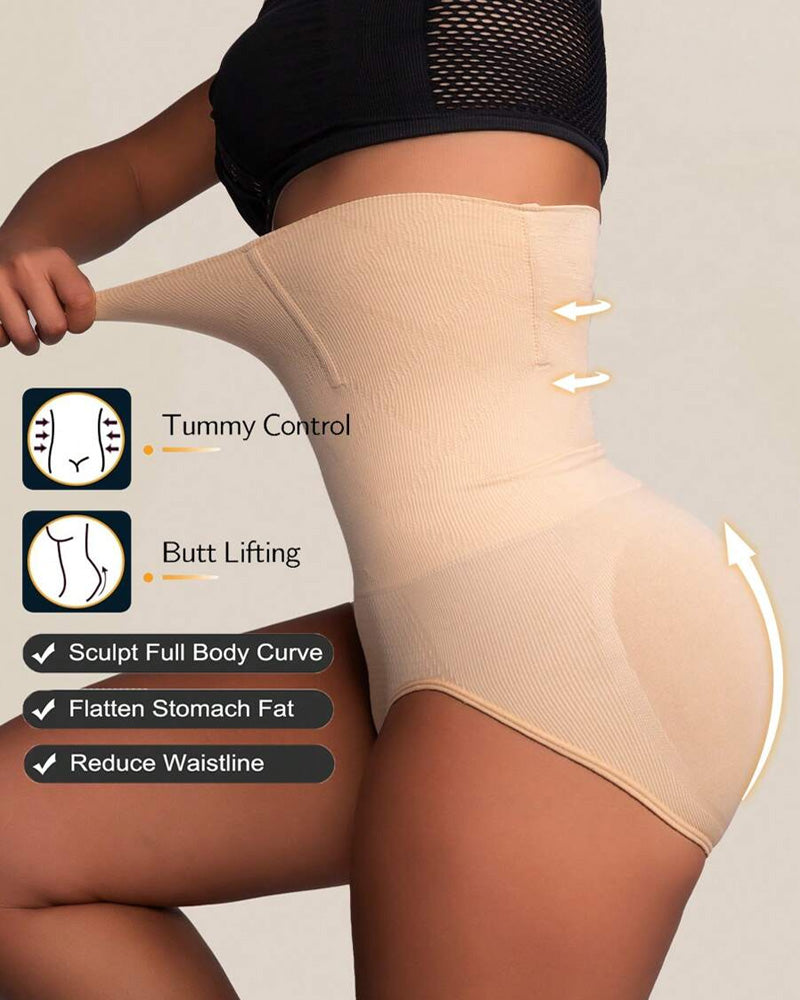 Waist-Slimming High-Rise Ribbed Butt-Lift Shaping Panties