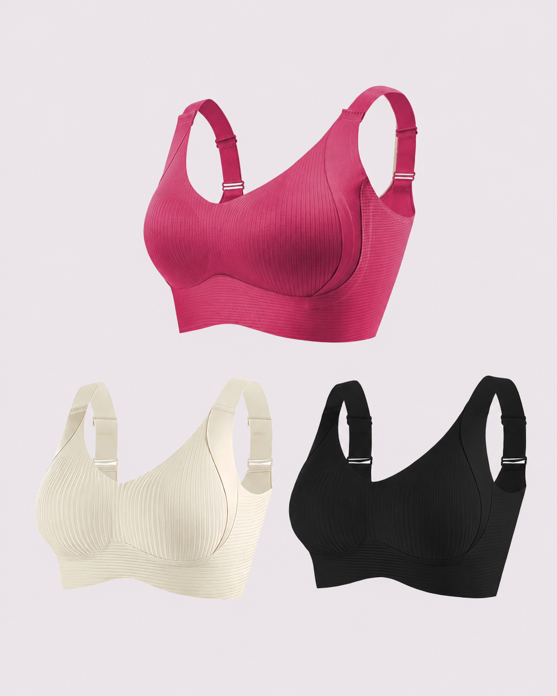 Wireless Lift Wide-Strap Seamless Support Bra