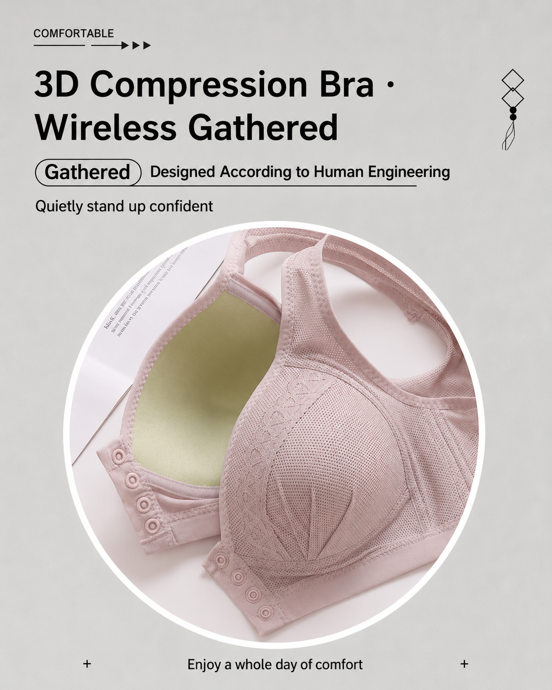 Front-Close Full Cup Wire-Free Seamless Bra