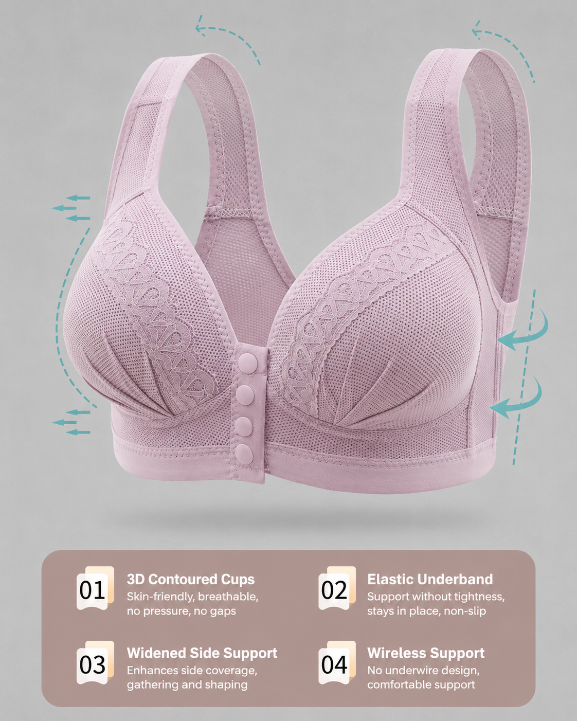 Front-Close Full Cup Wire-Free Seamless Bra