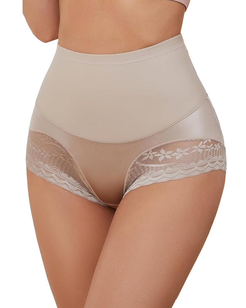Tummy Control High-Waist Lace Panel Shaping Briefs