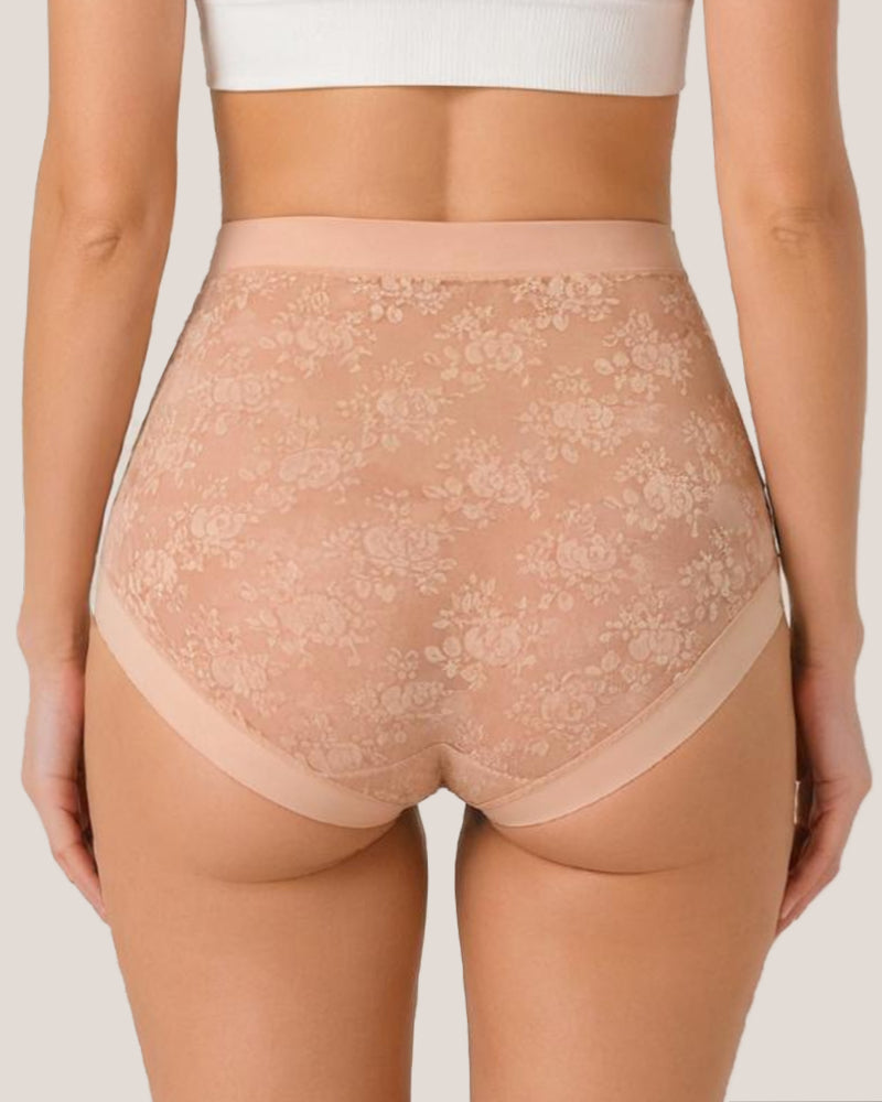 Tummy-Smoothing High-Waist Breathable Lace Briefs