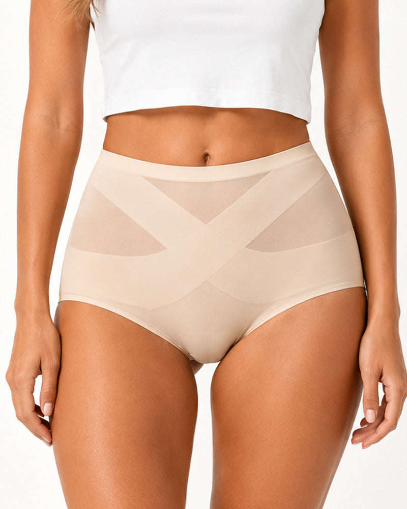 Tummy Control Cross-Compression High-Waist Seamless Briefs