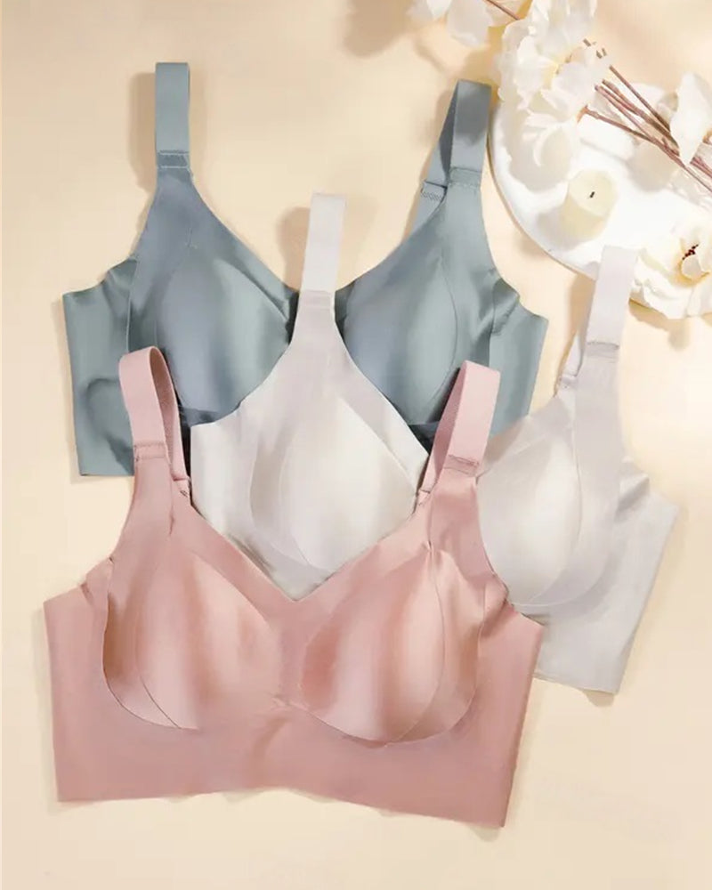 Wireless Lift Satin Wide-Strap Support Bra