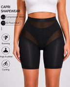 High Waist Tummy Control Sheer Mesh Patchwork Shaping Shorts