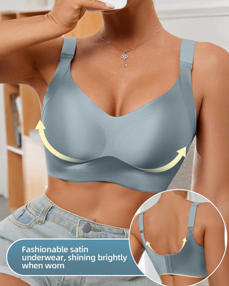 Wireless Lift Satin Wide-Strap Support Bra