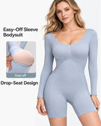 Long-Sleeve Short Bodysuit Drop-Seat Opening