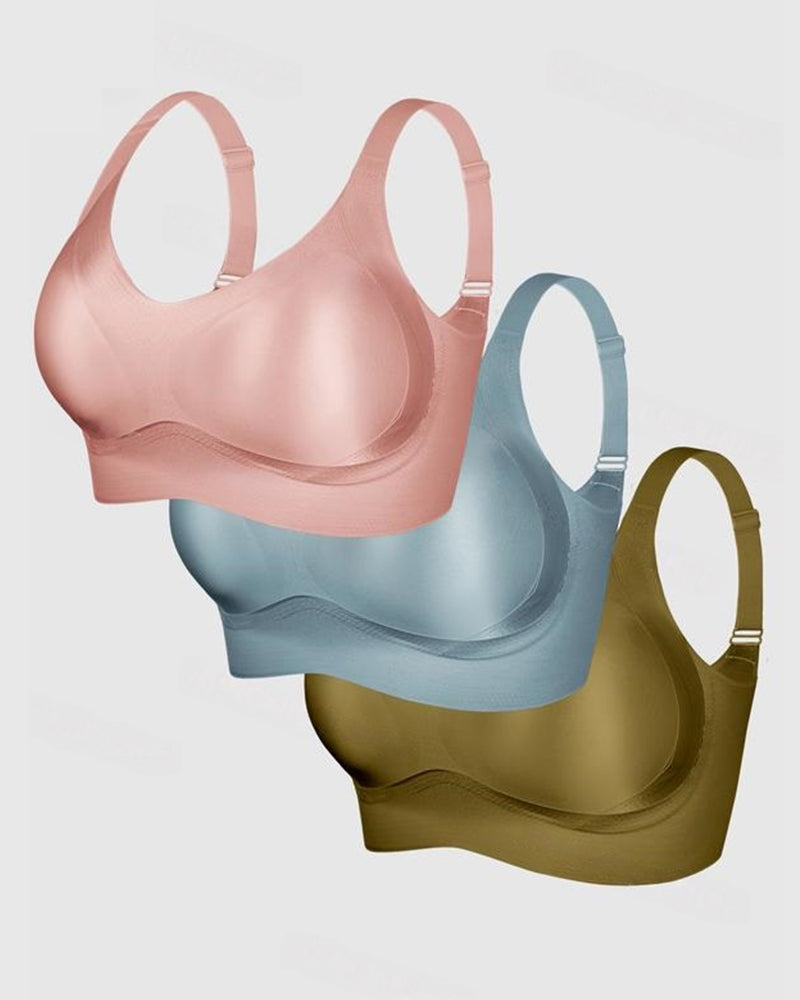 Wireless Lift Satin Wide-Strap Support Bra