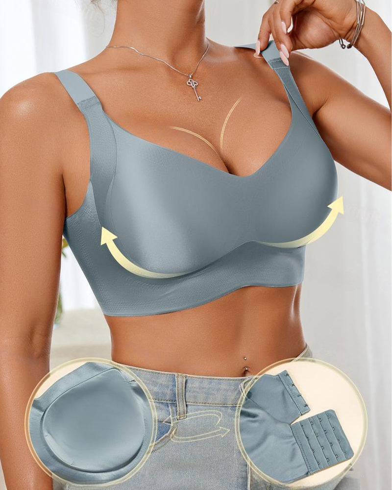 Wireless Lift Satin Wide-Strap Support Bra