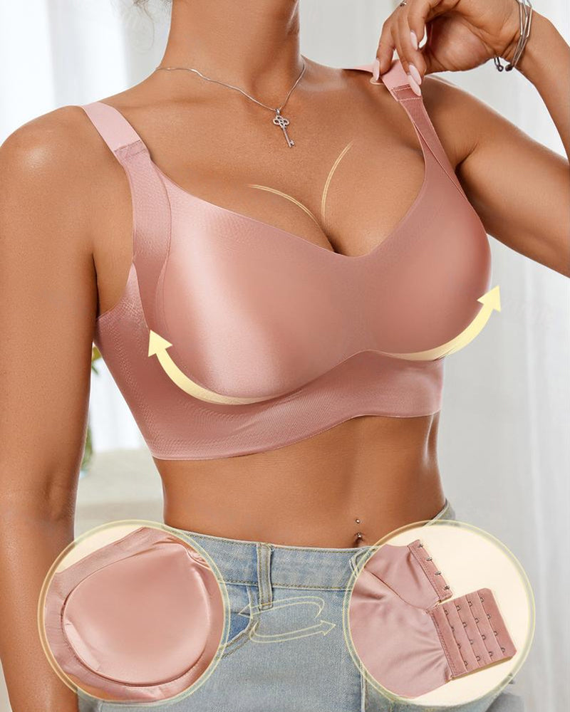 Wireless Lift Satin Wide-Strap Support Bra