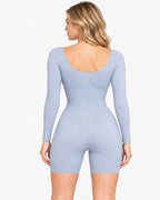 Long-Sleeve Short Bodysuit Drop-Seat Opening