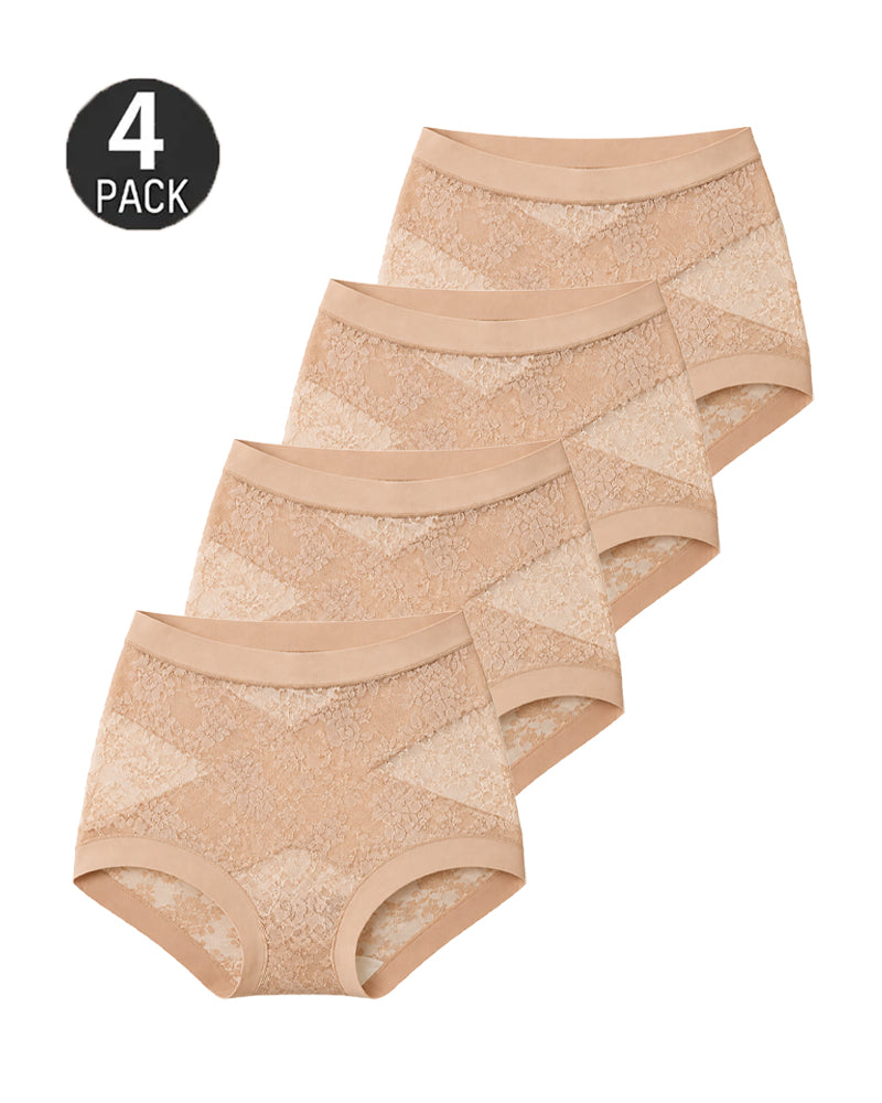 Tummy-Smoothing High-Waist Breathable Lace Briefs
