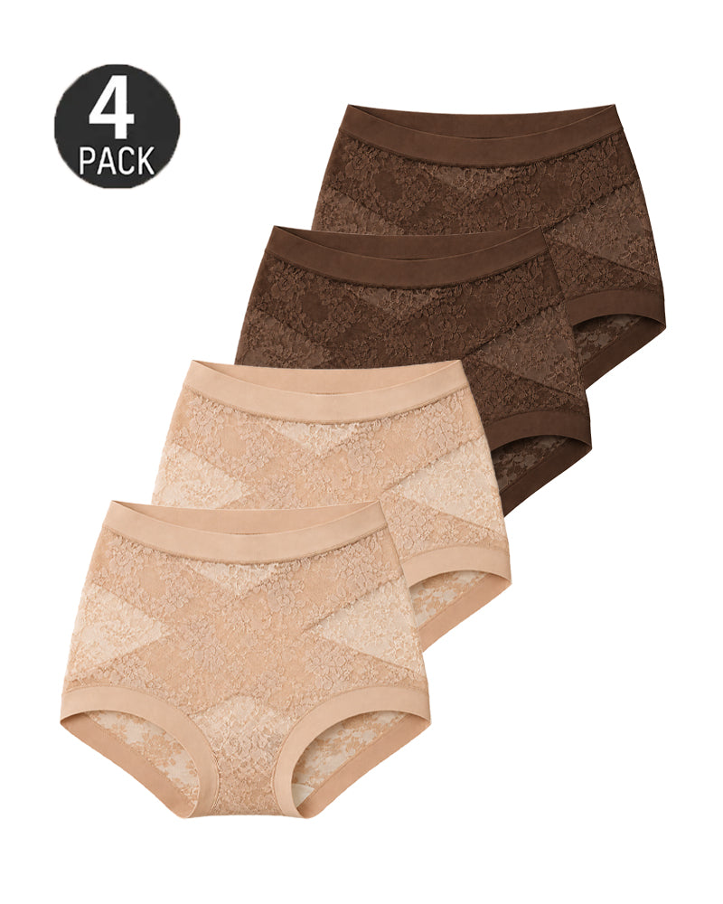 Tummy-Smoothing High-Waist Breathable Lace Briefs