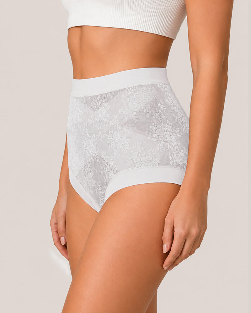 Tummy-Smoothing High-Waist Breathable Lace Briefs