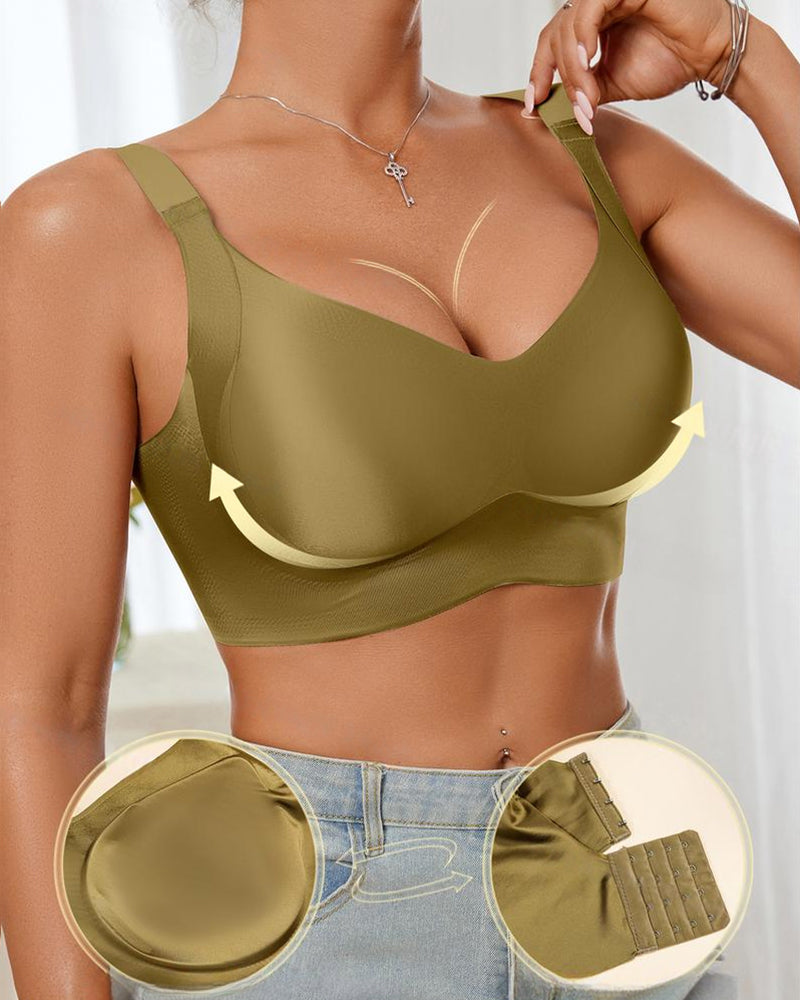 Wireless Lift Satin Wide-Strap Support Bra